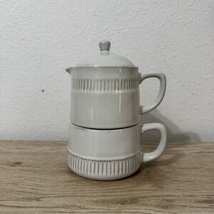 Hearth & Hand Magnolia Stoneware Coffee Pot‎ & Mug Set Joanna Gaines Tea Pot Cup